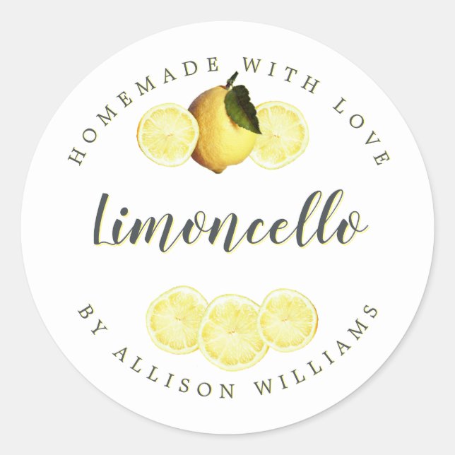 Custom Homemade Limoncello Label (Front)