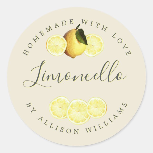 Custom Homemade Limoncello Label (Front)