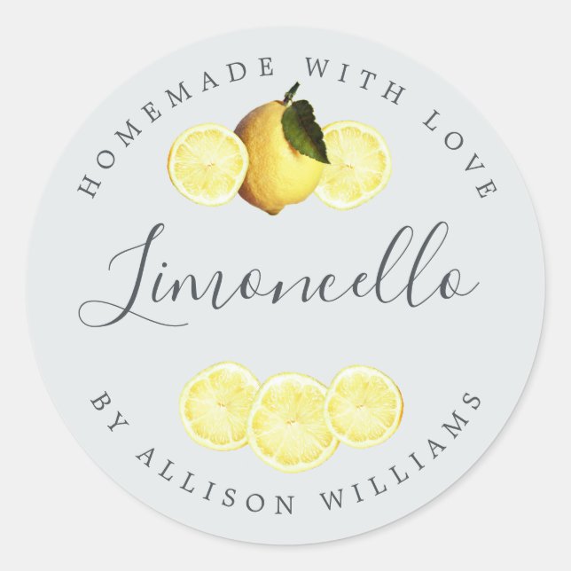 Custom Homemade Limoncello Label Blue (Front)