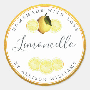 Custom Homemade Limoncello Label Champagne Gold