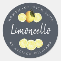Custom Homemade Limoncello Label Dark Blue