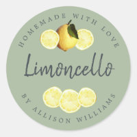 Custom Homemade Limoncello Label Laurel Green