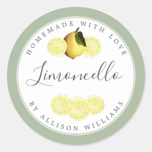 Custom Homemade Limoncello Label Laurel Green
