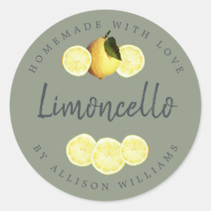 Custom Homemade Limoncello Label Sage Green