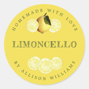 Custom Homemade Limoncello Label Yellow