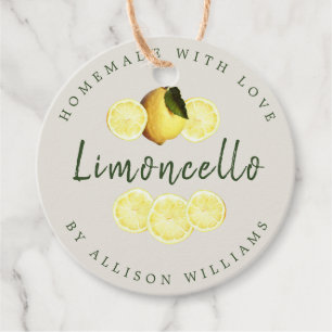 Custom Homemade Limoncello Light Grey Favour Tags