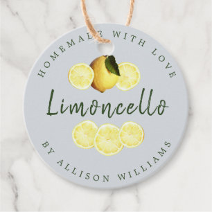 Custom Homemade Limoncello Pastel Blue Favour Tags