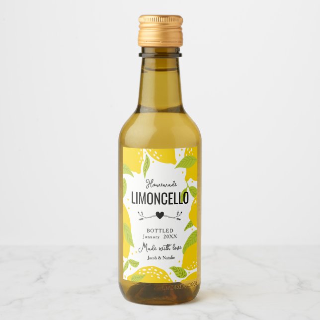 custom homemade limoncello wedding favor liquor b wine label (Front)