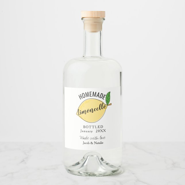 custom homemade limoncello wedding favor liquor bottle label (Front)
