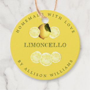 Custom Homemade Limoncello Yellow Bottle Favour Tags