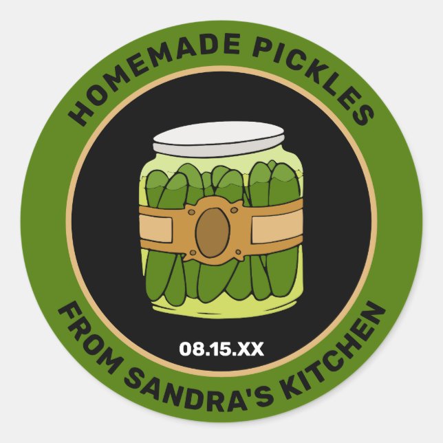 Custom Homemade Pickles | Jar Food Labels (Front)