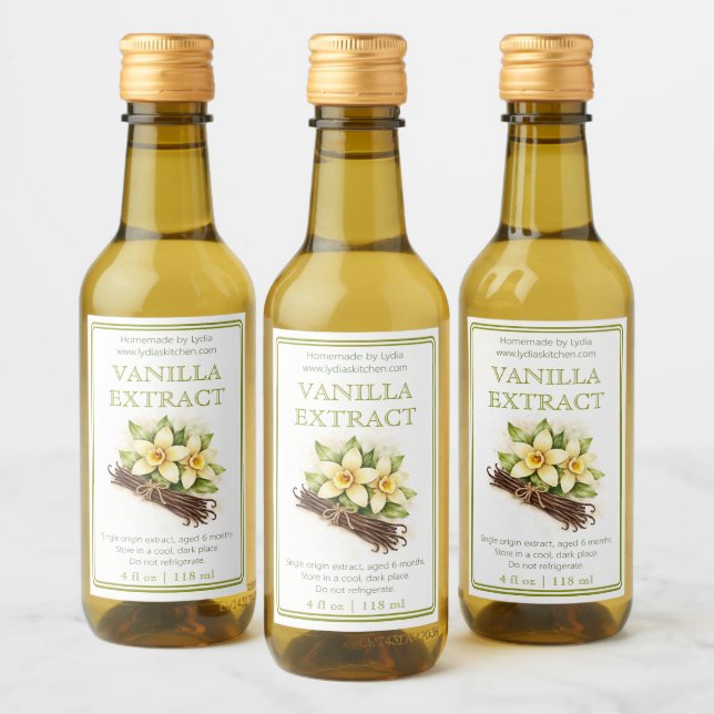 Custom Homemade Vanilla Extract Label (Bottles)