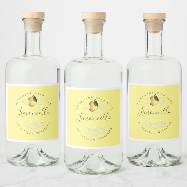 Custom Homemade Yellow Limoncello Label  (Bottles)