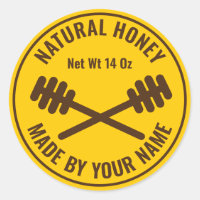 Custom honey jar stickers with honey dipper logo
