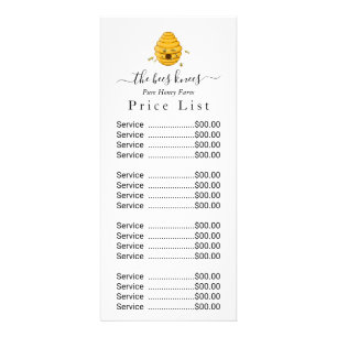 Custom Honey Price List Rack Card - Modern Minimal