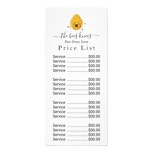 Custom Honey Price List Rack Card - Modern Minimal (Front)