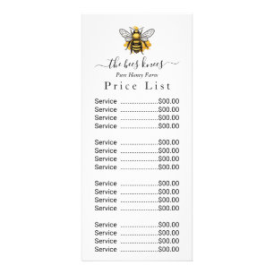 Custom Honey Price List Rack Card - Modern Minimal