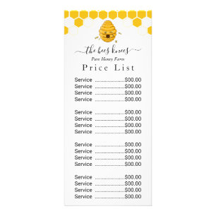 Custom Honey Price List Rack Card - Modern Minimal