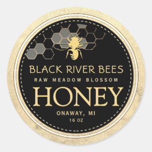 Custom Honeycomb Bee Raw Honey Yellow Border Classic Round Sticker