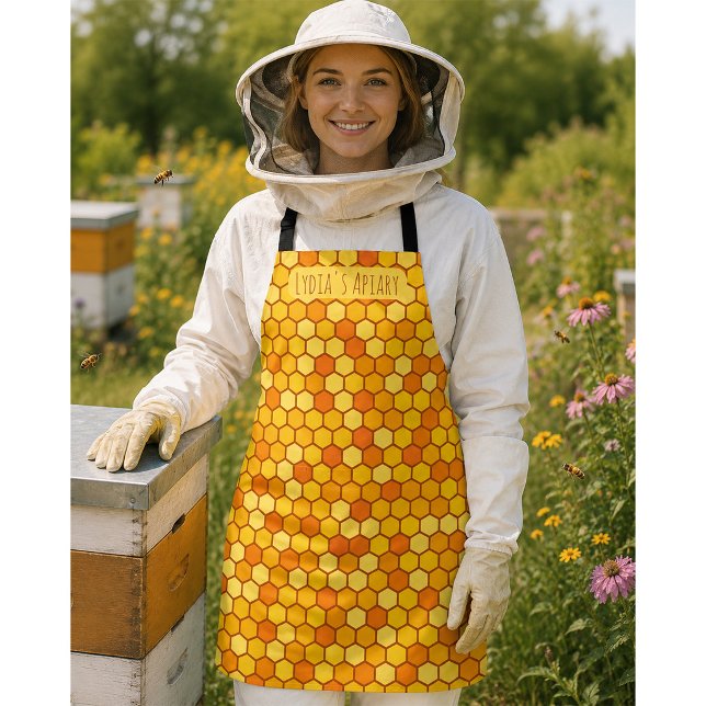 Custom Honeycomb Bright Orange and Golden Beehive Apron (Creator Uploaded)