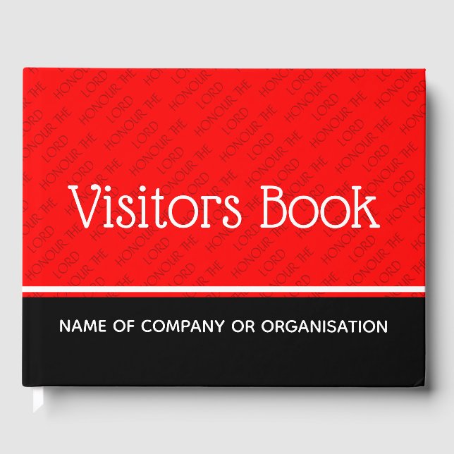 Custom HONOR THE LORD Visitors RED Guest Book (Front)