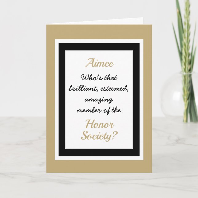 Custom Honour Society Congratulations card (Front)
