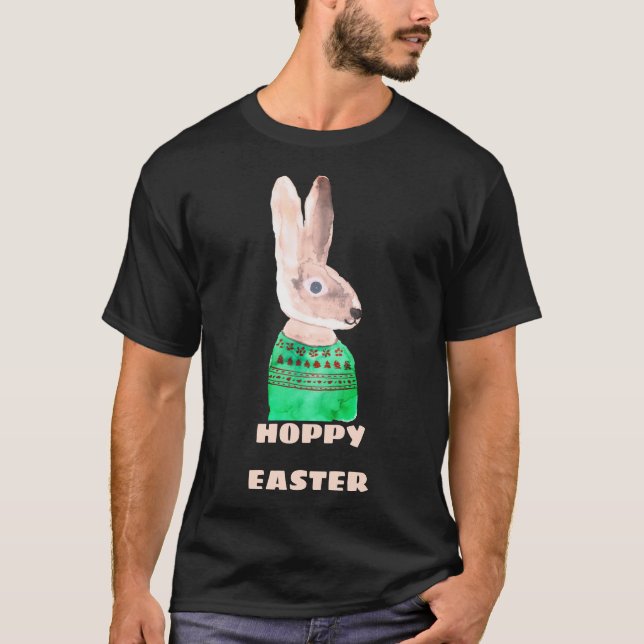Custom HOPPY EASTER Bunny Funny Gag for men T-Shirt (Front)