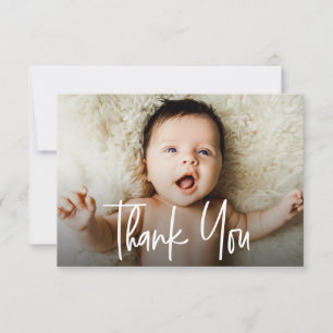 Custom Horizontal Baby Photo Birth Handlettering Announcement