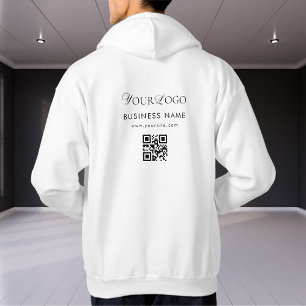 Custom Horizontal Company Logo QR Code Scan Text  Hoodie
