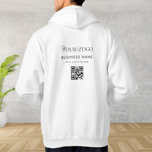 Custom Horizontal Company Logo QR Code Scan Text  Hoodie (Creator Uploaded)