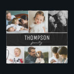 Custom horizontal Memory Family Photo Collage Fleece Blanket<br><div class="desc">Personalize this memory photo gift,  fleece blanket to give as a special gift to all your family members. Customize the photos and family name to share a common gift for the whole family. Include pictures of kids,  spouses,  grandparents,  pets,  uncles,  aunts,  cousins. Chalkboard background and modern typography.</div>