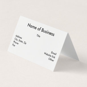 Custom Horizontal Tent Fold Folded Business Card