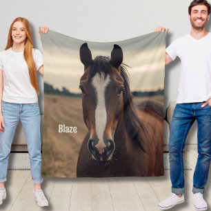 Custom Horse Lover Fleece Blankets Cowgirl Gifts 