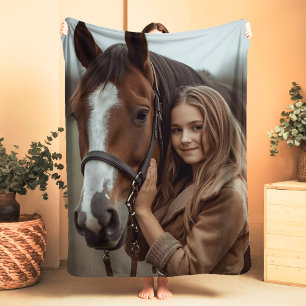 Custom Horse Lover Sherpa Blanket Equestrian Gift