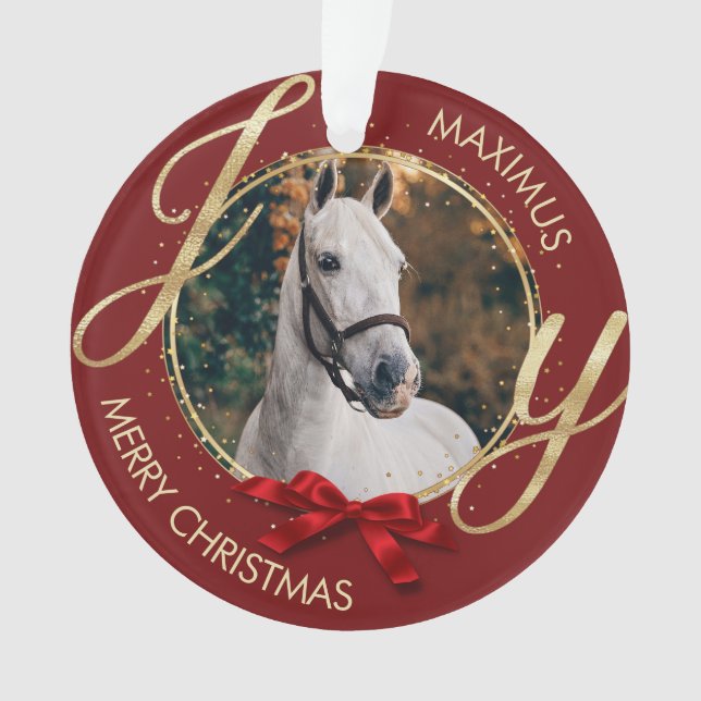 Custom Horse Name Photo Ornament (Front)