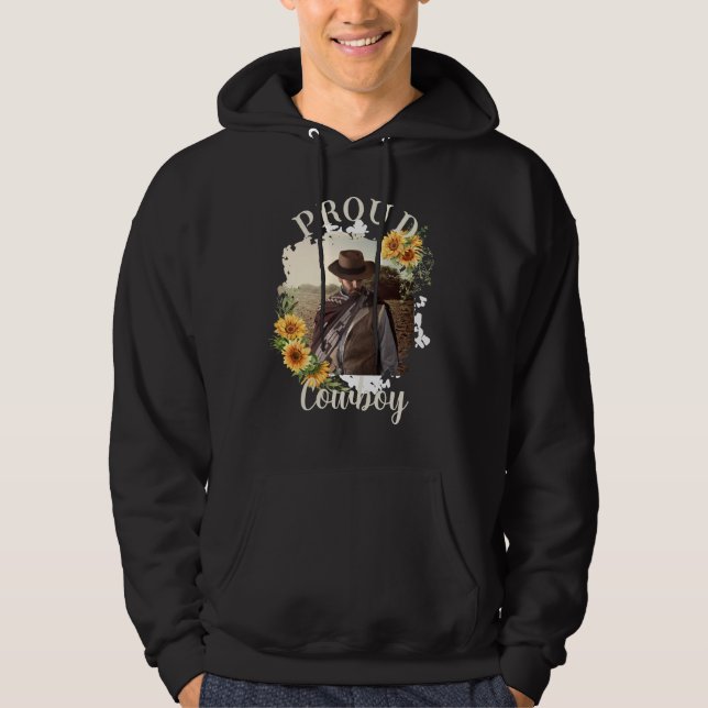 Custom Horse Pet Photo Text Sunflower Accent Hoodie (Front)