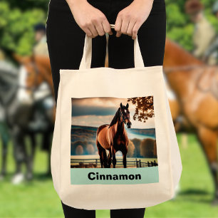Custom Horse Photo and Name Tote Bag
