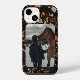 Custom Horse Photo Equestrian Terrazzo Pattern iPhone 14 Case
