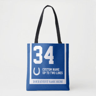 Custom Horse Racing Saddle Cloth Blue White Tote Bag