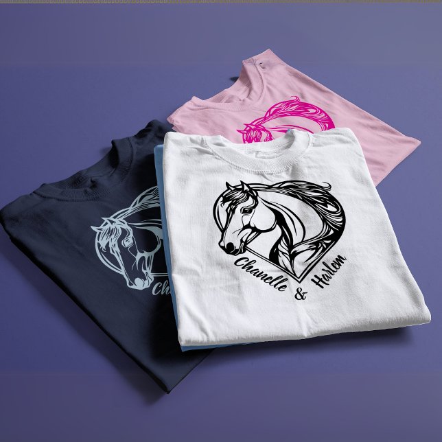 Custom Horse & Rider T-Shirt with Names (Custom Horse & Rider T-Shirt with Names)