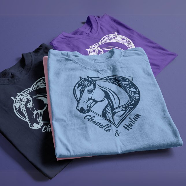 Custom Horse & Rider T-Shirt with Names (Custom Horse & Rider T-Shirt with Names)