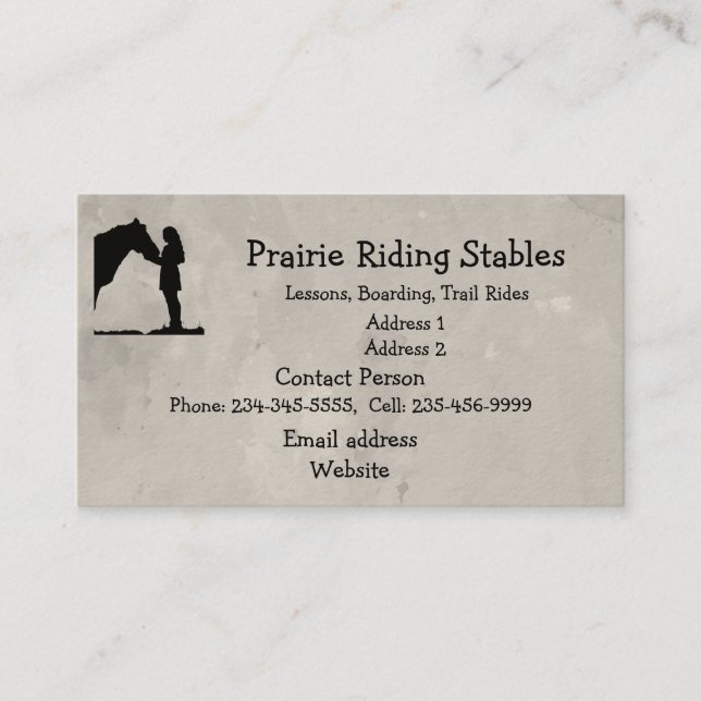 Custom Horse Riding Trail Riding Stable Business Card (Front)