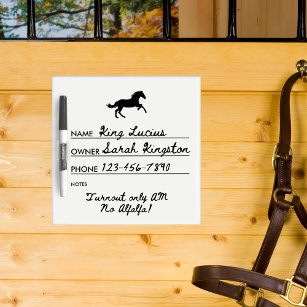 Custom Horse Stall Equestrian Care Feeding Dry Erase Board
