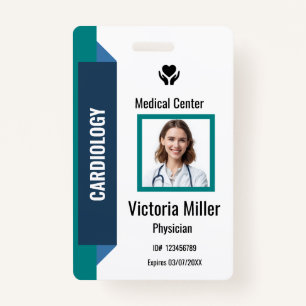 Custom Hospital Employee ID  Logo & Photo   Navy ID Badge