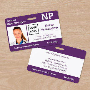 Custom Hospital Employee Logo Purple Photo ID ID Badge
