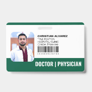 Custom Hospital Medical Doctor Physician Green ID Badge