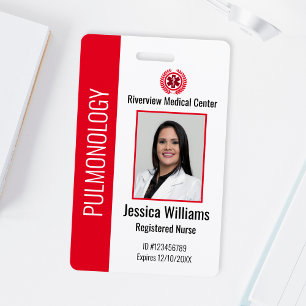 Custom Hospital Medical Employee Photo Badge Red ID Badge