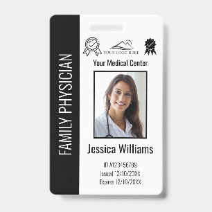 Custom Hospital Medical Employee Photo Black ID Badge
