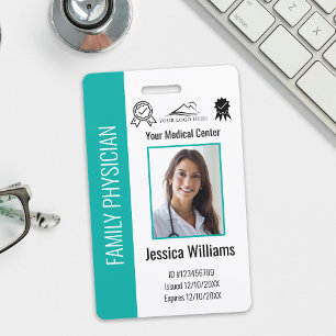 Custom Hospital Medical Employee Photo Teal ID ID Badge