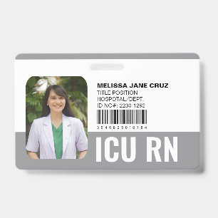 Custom Hospital Medical Staff Nurse Doctor Grey ID Badge